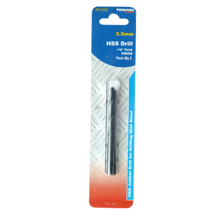 Jobber HSS Drill 5.5mm Roll Forged Toolpak Pack of 2 